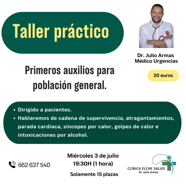 Taller práctico PRIMEROS AUXILIOS. Edición Miércoles 3 de Julio.